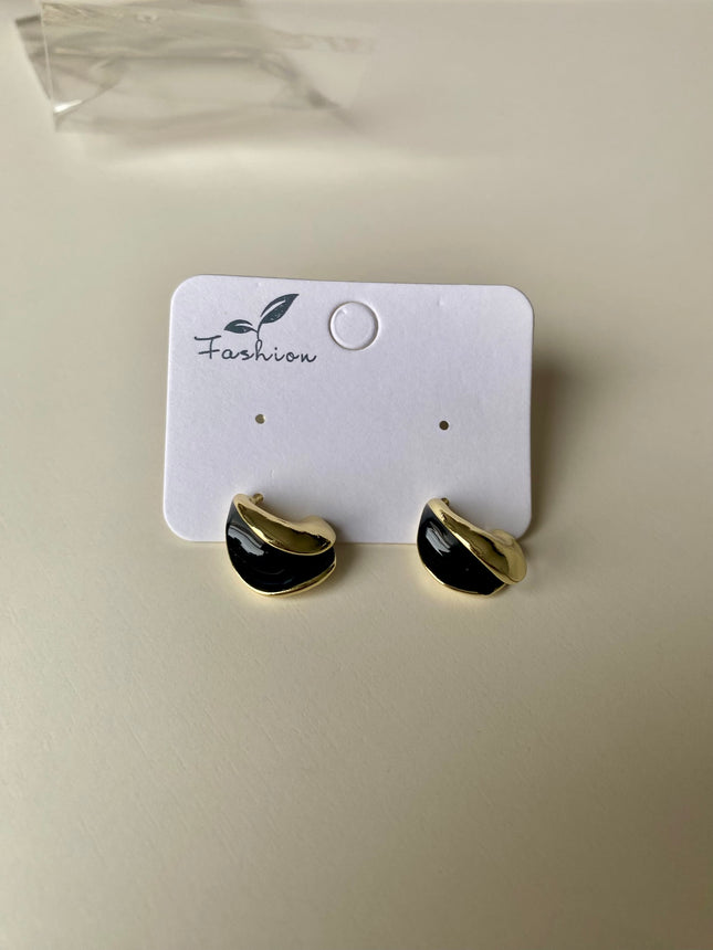 Bordo Akrilik Küpe Gold Detaylı Çelik Küpe