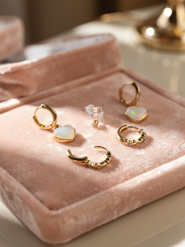 14k Altın Kaplama Kalpli çelik küpe