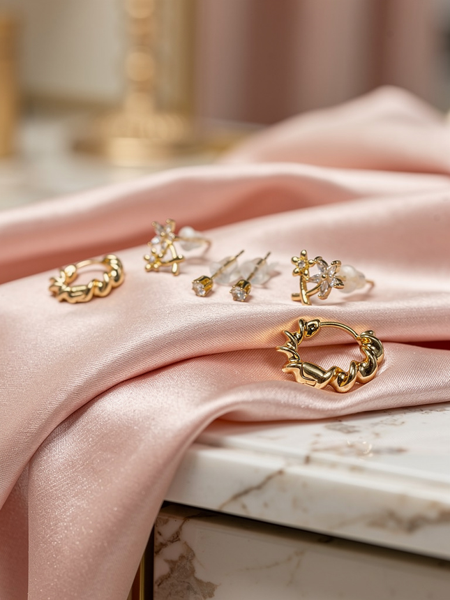 14k Altın Kaplama Halka Küpe