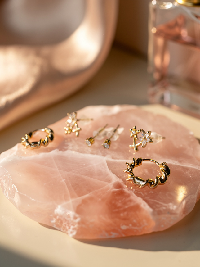 14k Altın Kaplama Halka Küpe