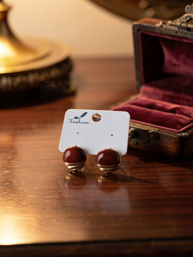 Bordo Damla Çelik Küpe