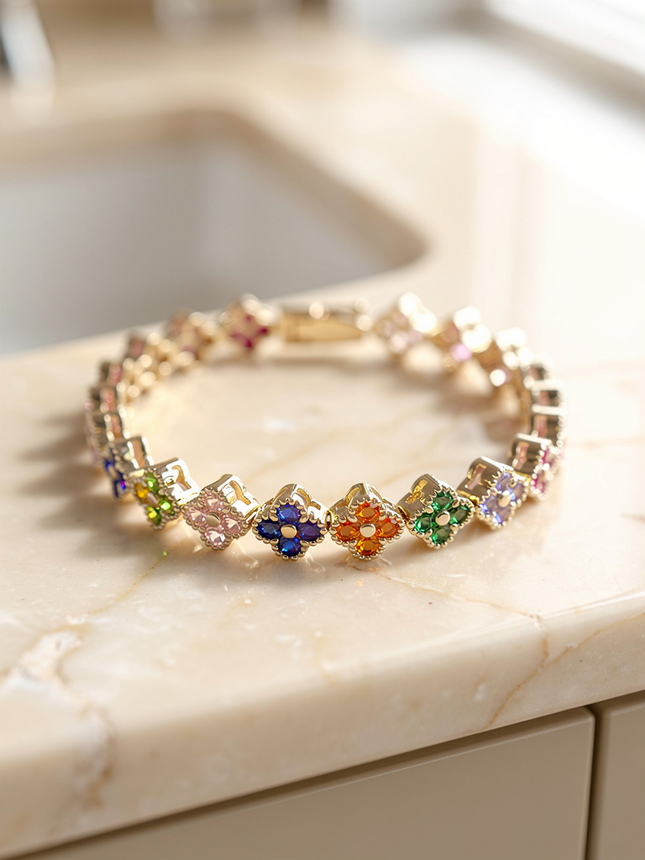 7 Renkli Xuping 14K Altın Kaplama Çelik Bileklik