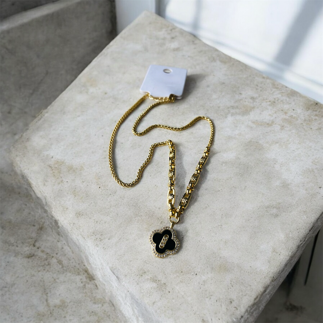 14K Yonca Çelik Kolye